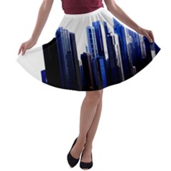 Abstract Of Downtown Chicago Effects A-line Skater Skirt by Simbadda