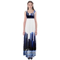 Abstract Of Downtown Chicago Effects Empire Waist Maxi Dress by Simbadda