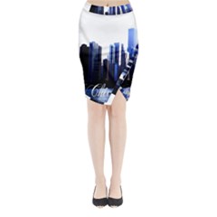 Abstract Of Downtown Chicago Effects Midi Wrap Pencil Skirt by Simbadda