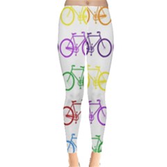 Rainbow Colors Bright Colorful Bicycles Wallpaper Background Leggings  by Simbadda