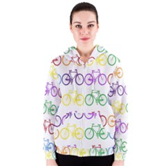 Rainbow Colors Bright Colorful Bicycles Wallpaper Background Women s Zipper Hoodie