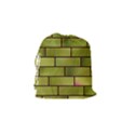 Modern Green Bricks Background Image Drawstring Pouches (Small)  View2