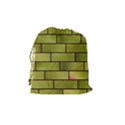 Modern Green Bricks Background Image Drawstring Pouches (Medium)  View2