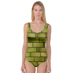 Modern Green Bricks Background Image Princess Tank Leotard  by Simbadda