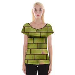 Modern Green Bricks Background Image Women s Cap Sleeve Top by Simbadda