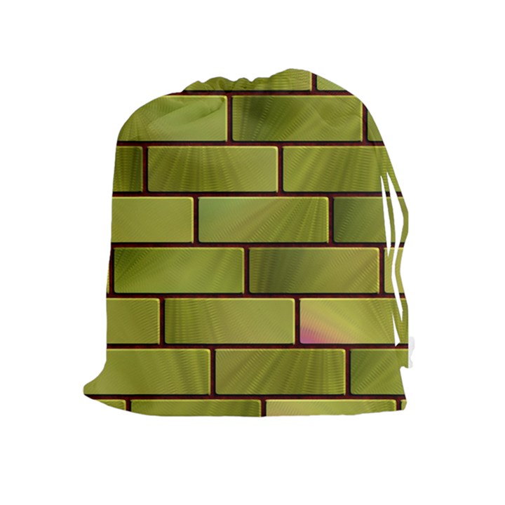 Modern Green Bricks Background Image Drawstring Pouches (Extra Large)