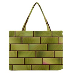 Modern Green Bricks Background Image Medium Zipper Tote Bag by Simbadda