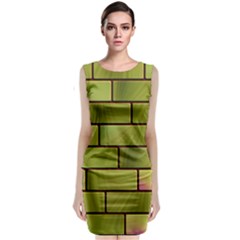 Modern Green Bricks Background Image Sleeveless Velvet Midi Dress by Simbadda