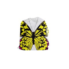 Yellow A Colorful Butterfly Image Drawstring Pouches (small) 