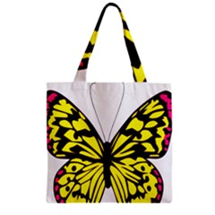 Yellow A Colorful Butterfly Image Zipper Grocery Tote Bag by Simbadda