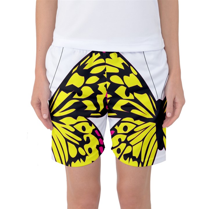 Yellow A Colorful Butterfly Image Women s Basketball Shorts