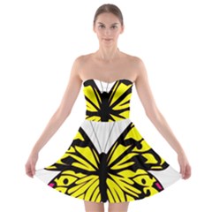 Yellow A Colorful Butterfly Image Strapless Bra Top Dress by Simbadda