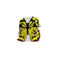 Yellow A Colorful Butterfly Image Drawstring Pouches (xs)  by Simbadda