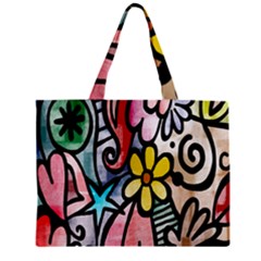 Digitally Painted Abstract Doodle Texture Zipper Mini Tote Bag by Simbadda