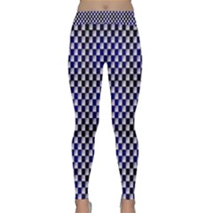 Squares Blue Background Classic Yoga Leggings by Simbadda