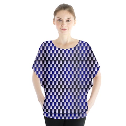 Squares Blue Background Blouse by Simbadda