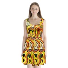 Colourful Abstract Background Design Split Back Mini Dress  by Simbadda