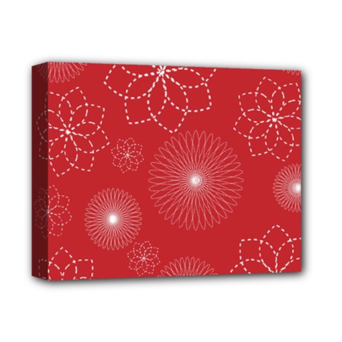 Floral Spirals Wallpaper Background Red Pattern Deluxe Canvas 14  X 11  by Simbadda