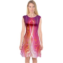 Fire Flames Abstract Background Capsleeve Midi Dress by Simbadda