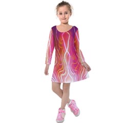 Fire Flames Abstract Background Kids  Long Sleeve Velvet Dress by Simbadda