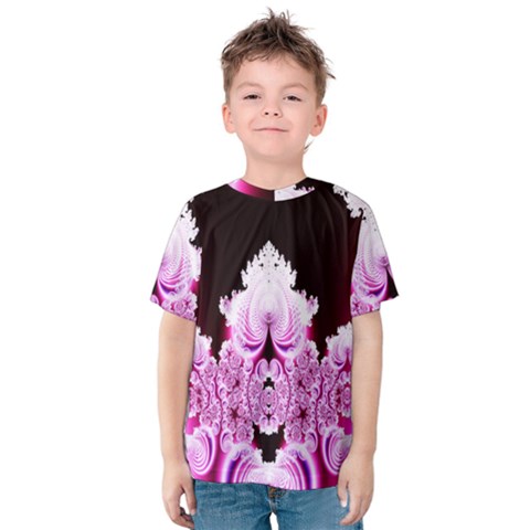 Fractal In Pink Lovely Kids  Cotton Tee by Simbadda