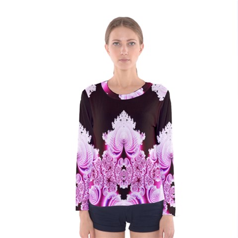 Fractal In Pink Lovely Women s Long Sleeve Tee by Simbadda