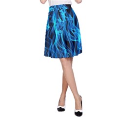 Digitally Created Blue Flames Of Fire A-line Skirt by Simbadda