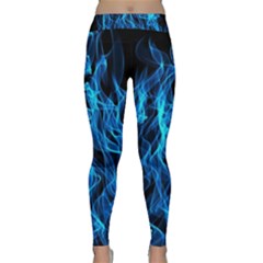 Digitally Created Blue Flames Of Fire Classic Yoga Leggings by Simbadda