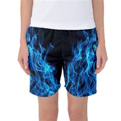 Digitally Created Blue Flames Of Fire Women s Basketball Shorts by Simbadda