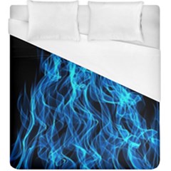 Digitally Created Blue Flames Of Fire Duvet Cover (king Size) by Simbadda