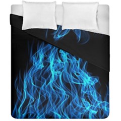 Digitally Created Blue Flames Of Fire Duvet Cover Double Side (california King Size) by Simbadda