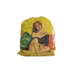 Pin Up Girl  Drawstring Pouches (medium)  by Valentinaart