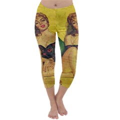 Pin Up Girl  Capri Winter Leggings  by Valentinaart