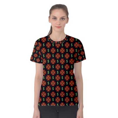 Dollar Sign Graphic Pattern Women s Cotton Tee by dflcprintsclothing