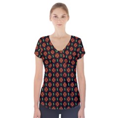 Dollar Sign Graphic Pattern Short Sleeve Front Detail Top by dflcprintsclothing