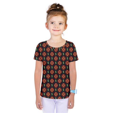 Dollar Sign Graphic Pattern Kids  One Piece Tee by dflcprintsclothing