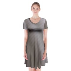 Fractal Background With Grey Ripples Short Sleeve V-neck Flare Dress by Simbadda