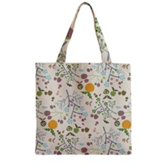 Floral Kraft Seamless Pattern Zipper Grocery Tote Bag by Simbadda