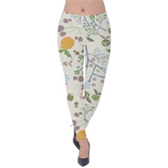 Floral Kraft Seamless Pattern Velvet Leggings