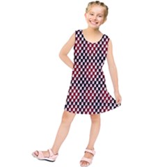 Squares Red Background Kids  Tunic Dress by Simbadda