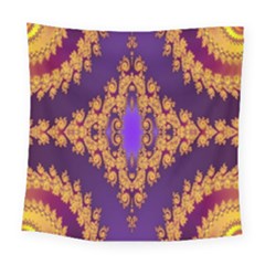 Something Different Fractal In Orange And Blue Square Tapestry (large) by Simbadda