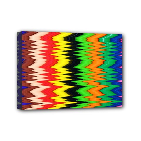 Colorful Liquid Zigzag Stripes Background Wallpaper Mini Canvas 7  X 5  by Simbadda