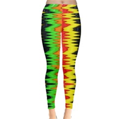 Colorful Liquid Zigzag Stripes Background Wallpaper Leggings  by Simbadda