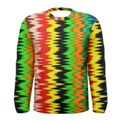 Colorful Liquid Zigzag Stripes Background Wallpaper Men s Long Sleeve Tee by Simbadda