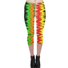 Colorful Liquid Zigzag Stripes Background Wallpaper Capri Leggings  by Simbadda