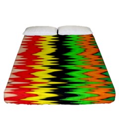 Colorful Liquid Zigzag Stripes Background Wallpaper Fitted Sheet (queen Size) by Simbadda