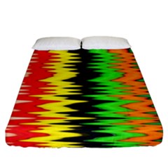 Colorful Liquid Zigzag Stripes Background Wallpaper Fitted Sheet (king Size) by Simbadda