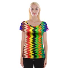 Colorful Liquid Zigzag Stripes Background Wallpaper Women s Cap Sleeve Top by Simbadda