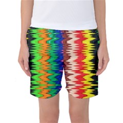 Colorful Liquid Zigzag Stripes Background Wallpaper Women s Basketball Shorts by Simbadda