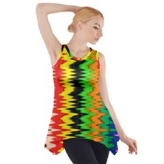 Colorful Liquid Zigzag Stripes Background Wallpaper Side Drop Tank Tunic by Simbadda